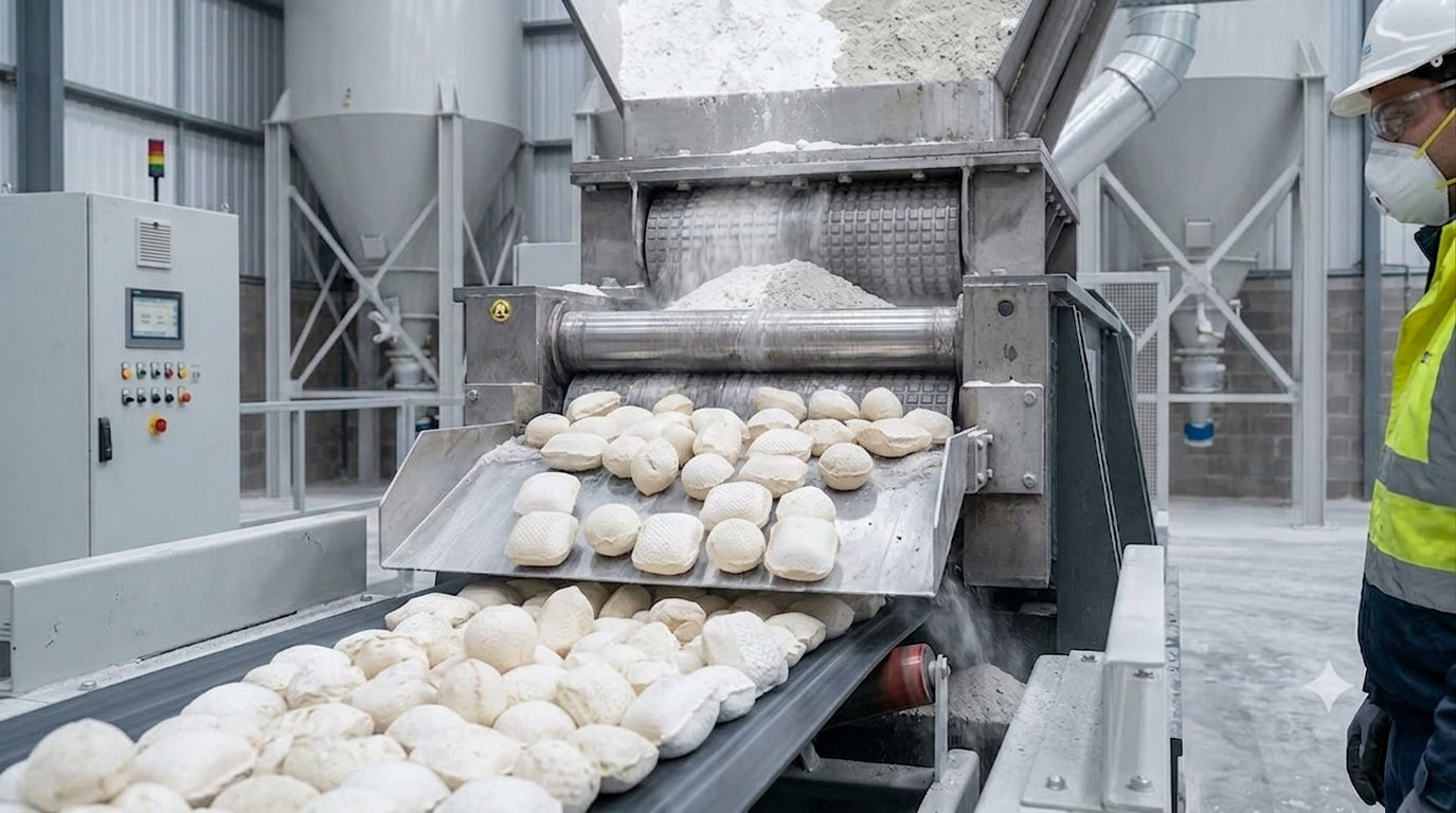 Gypsum and Chemical Powders Briquetting Application